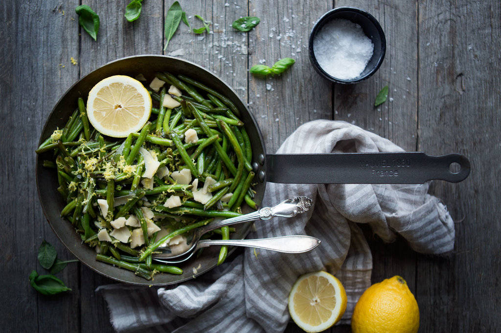 Stekta brytbönor med parmesan och citron